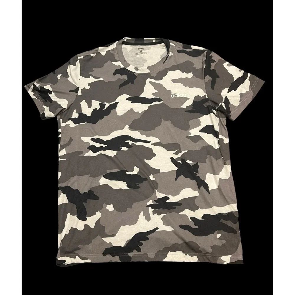Adidas Climalite Shirt Men's Sz XL Black/White/Gray Camo Short Sleeve Crew Neck